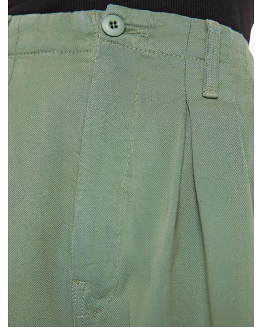 Mother Green The Pleated Chute Prep Shorts Hedge