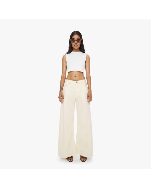 Mother White Petites The Lil Lemon Twist Sneak Natural Jeans
