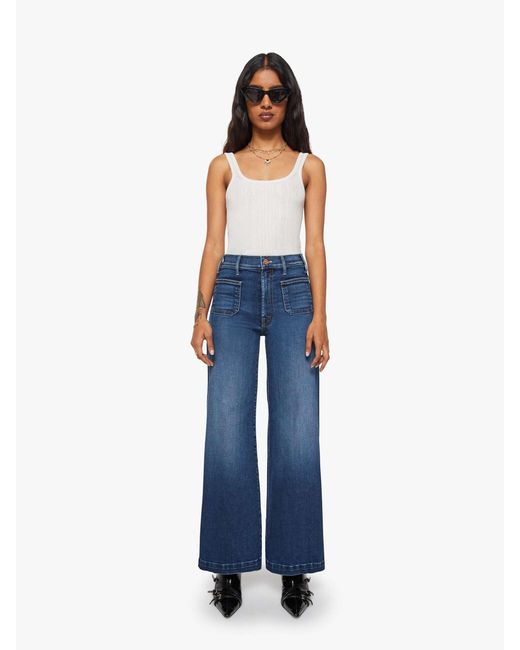 Mother Blue Petites The Lil Hustler Roller Patch Pocket Sneak Taking Chances Jeans