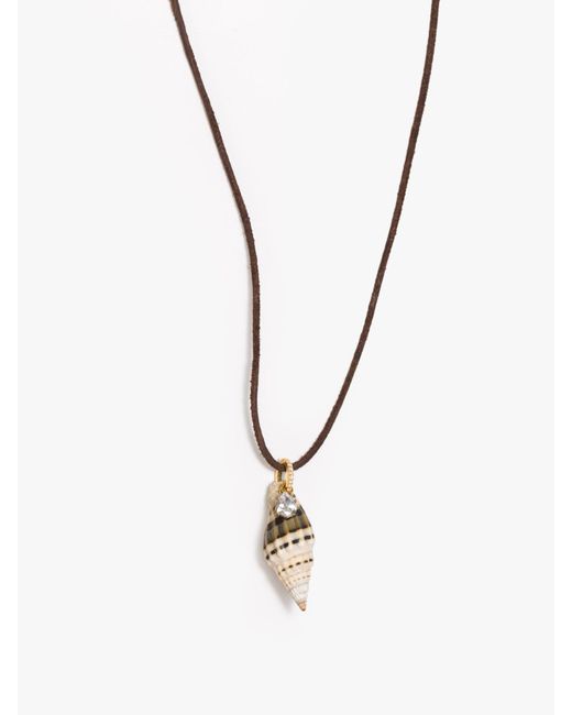 LUUDA White Suede Necklace Swirl Shell