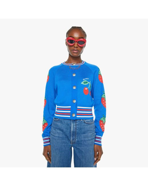 Mother Blue The Crop Rib Cardigan Tutti Frutti Shirt