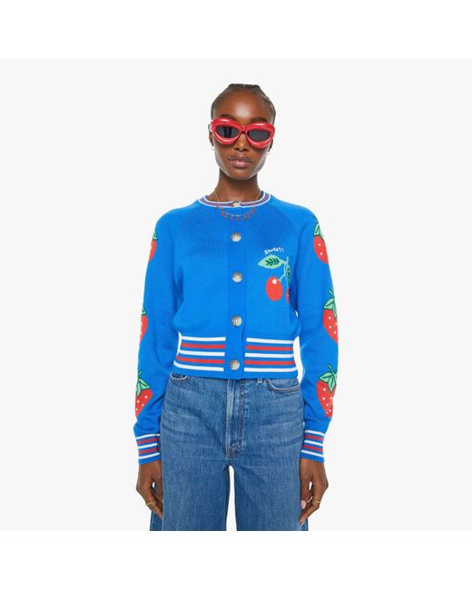 Mother The Crop Rib Cardigan Tutti Frutti Shirt in Blue | Lyst