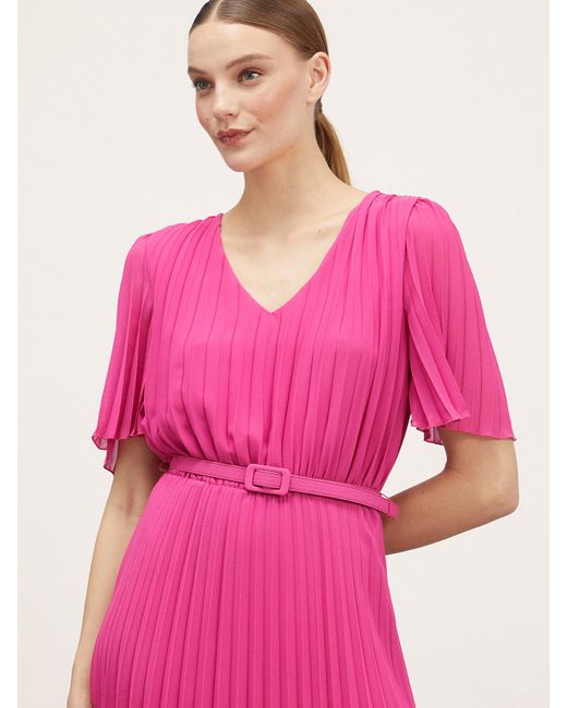 Mini dress plissé con cintura di mötivi in Pink