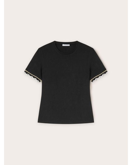 T-shirt con bordi in maglia di mötivi in Black