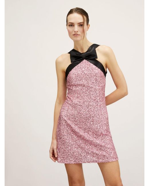 Mini dress full paillettes con fiocco di mötivi in Pink