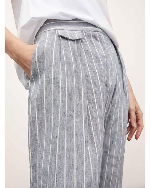 Pantaloni chino in lino gessati di mötivi in Gray