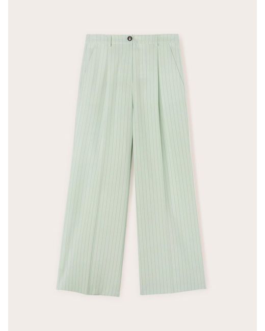Pantaloni larghi gessati con pinces di mötivi in Green