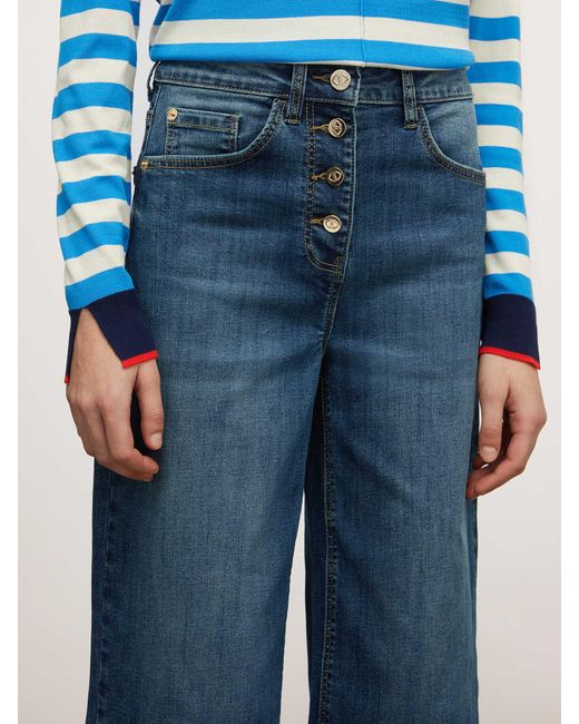 Jeans largo cropped motivo orlo di mötivi in Blue