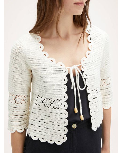 Cardigan in maglia crochet di mötivi in White