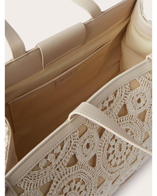 Shopping bag in canvas e tessuto crochet di mötivi in Natural