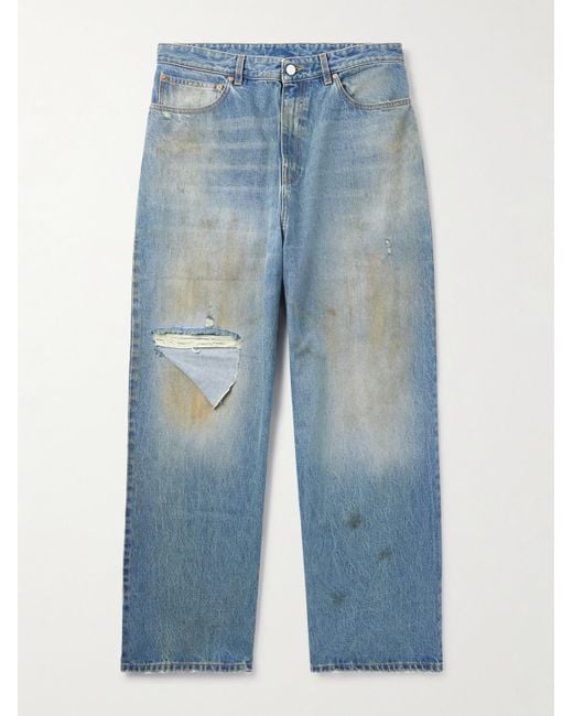 Vetements Blue Straight-Leg Distressed Jeans for men