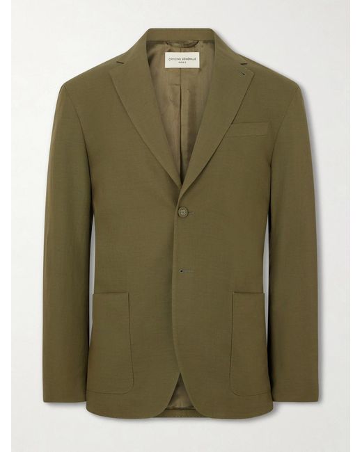 Officine Generale Green Michel Lyocell, Linen And Cotton-Blend Jacket for men