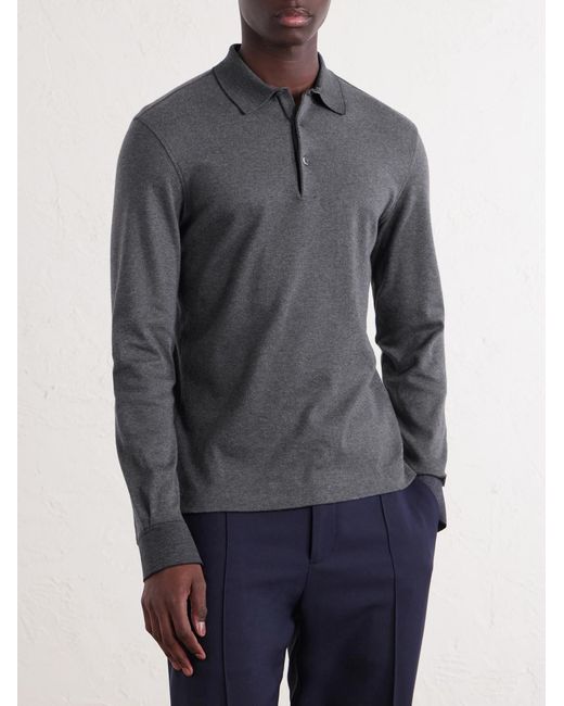 Zegna Gray Cotton Polo Shirt for men