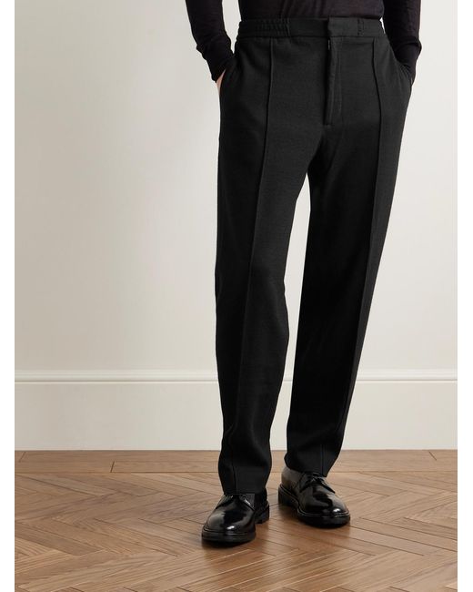 Officine Generale Black Walter Tapered Jersey Trousers for men