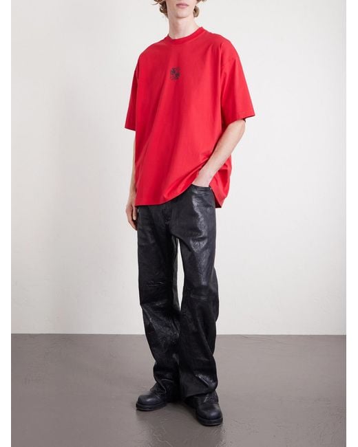 Vetements Red Biker Cross Logo-print Cotton-jersey T-shirt for men