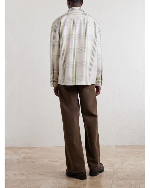 The Elder Statesman Natural Snap Pea Checked Virgin Wool, Silk And Cashmere-Blend Overshirt for men
