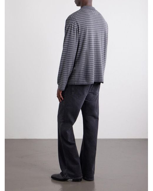 Nili Lotan Gray Foley Striped Cotton Polo Shirt for men