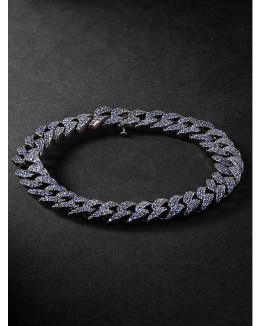 SHAY 18-Karat Blackened Sapphire Chain Bracelet for men
