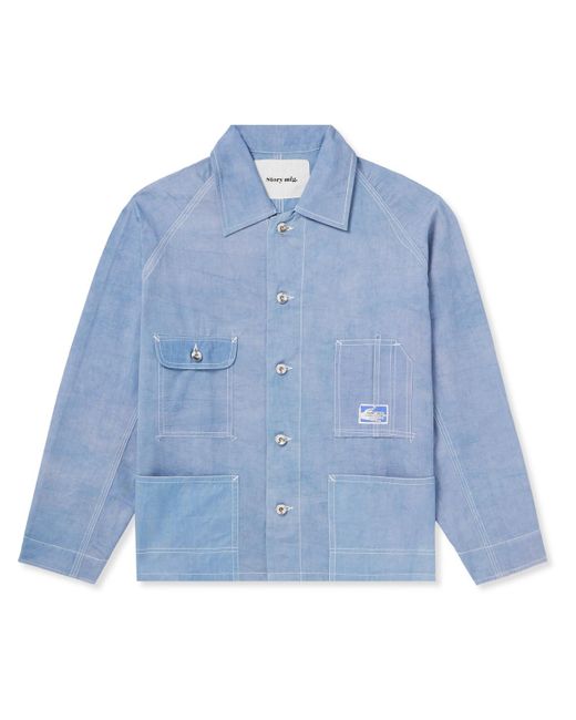 STORY mfg. Blue Railroad Topstitched Organic Cotton-twill Jacket for men