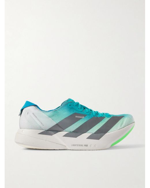 Adidas Originals Blue Adizero Adios Pro 4 Rubber-Trimmed Ripstop Running Sneakers for men