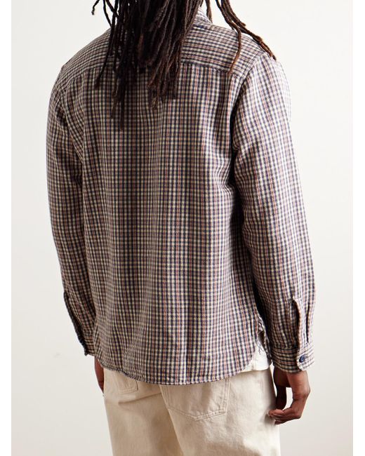 RRL Gray Farrell Checked Cotton Shirt for men