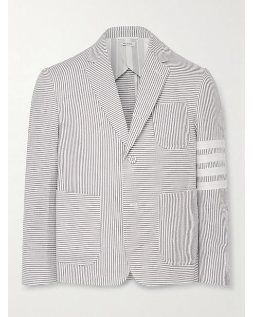 Thom Browne Gray Fun Mix Striped Cotton-seersucker Blazer for men