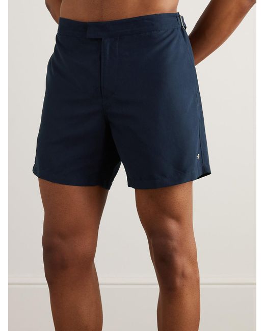 Loro Piana Blue Embellished Straight-Leg Mid-Length Swim Shorts for men