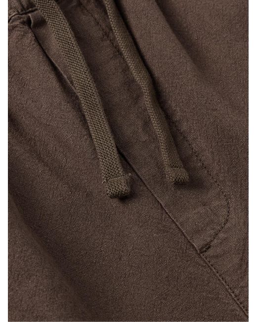 Folk Brown Assembly Straight-leg Linen And Cotton-blend Shorts for men