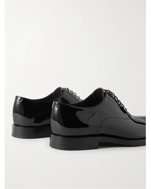 Brunello Cucinelli Black Patent-Leather Oxford Shoes for men