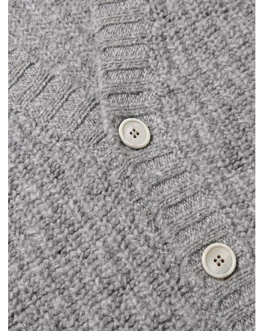 Slowear Gray Incotex Zanone Ribbed Wool Cardigan for men