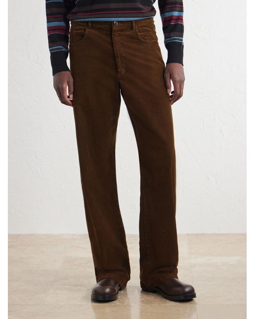 Dries Van Noten Brown Straight-Leg Cotton-Corduroy Trousers for men