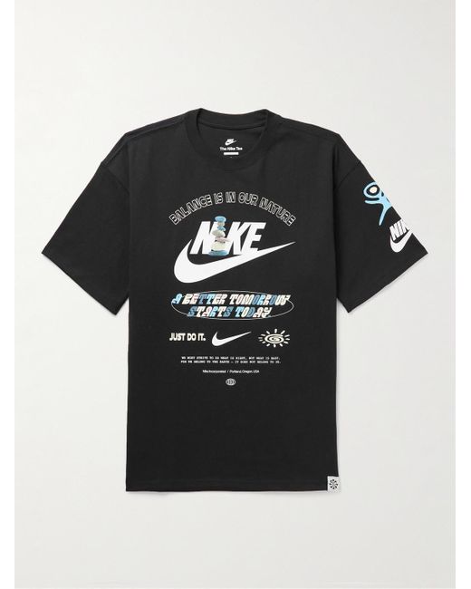 T-shirt in jersey di cotone con stampa Sportswear di Nike in Black da Uomo