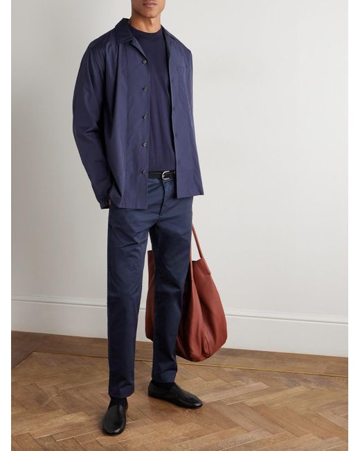 Barena Blue Tapered Stretch-Cotton Gabardine Trousers for men