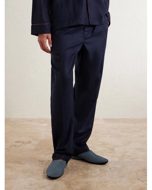 Charvet Blue Suede Slippers for men