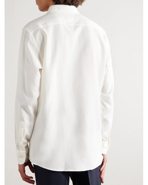 Zegna Natural Cotton And Cashmere-Blend Twill Shirt for men
