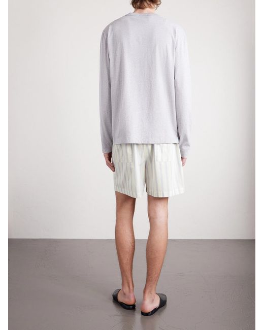 Tekla White Straight-leg Striped Organic Cotton-poplin Shorts for men