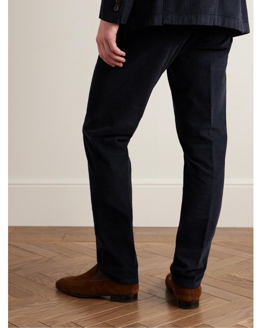 Boglioli Blue Slim-leg Garment-dyed Stretch-cotton And Modal-blend Corduroy Suit Trousers for men