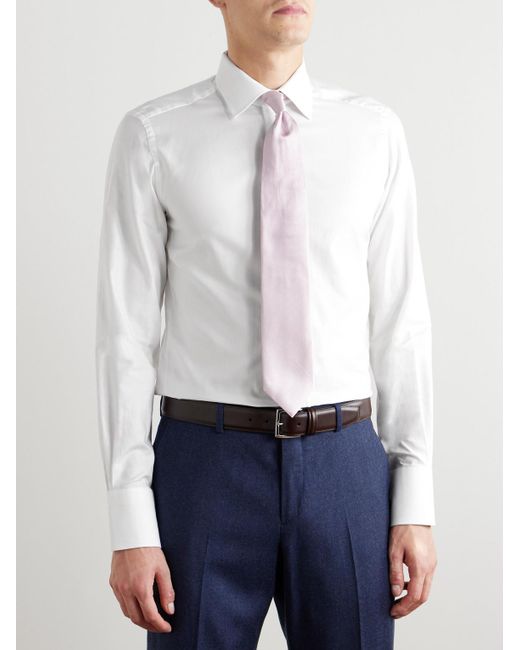 Tom Ford White Slim-Fit Cutaway-Collar Cotton Oxford Shirt for men