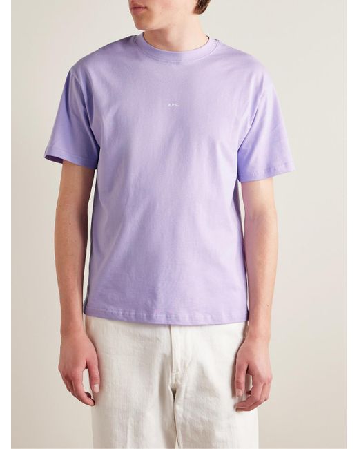 T-shirt in jersey di cotone con logo Kyle di A.P.C. in Purple da Uomo