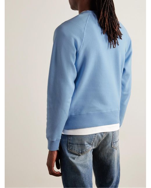 Tom Ford Schmal geschnittenes Sweatshirt aus Baumwoll-Jersey in Stückfärbung in Blue für Herren