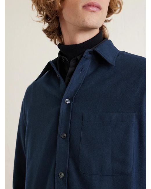 Umit Benan Blue Giorgio Cotton-Flannel Shirt for men