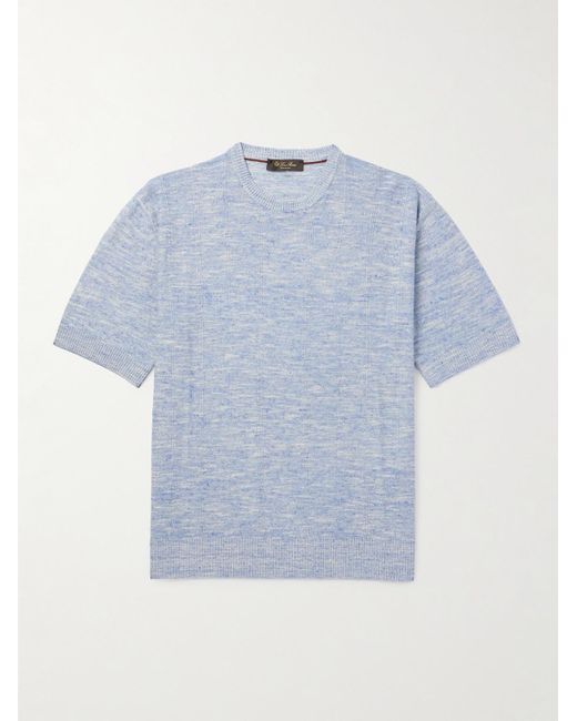 Loro Piana Blue Tori Ribbed Linen And Silk-Blend T-Shirt for men