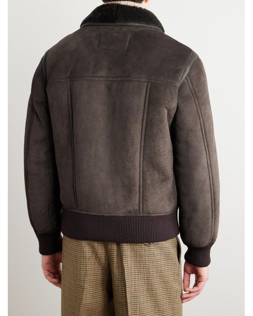 Tod's Black Leather-trimmed Shearling Bomber Jacket for men