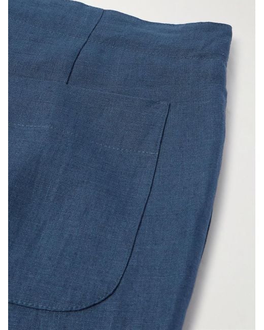 Pantaloni a gamba dritta in twill di lino con coulisse di STÒFFA in Blue da Uomo