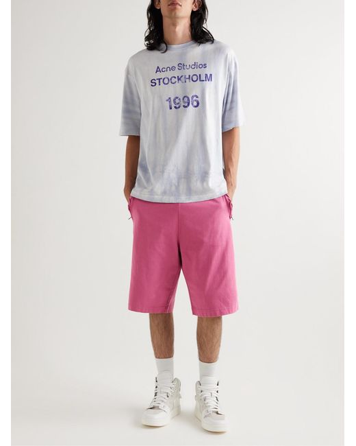 Acne Pink Straight-Leg Cotton-Jersey Shorts for men