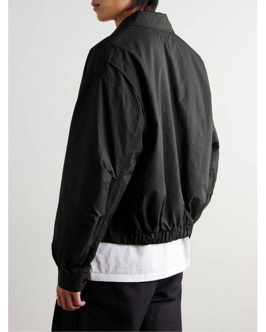 Amomento Black Padded Cotton-Blend Shell Bomber Jacket for men