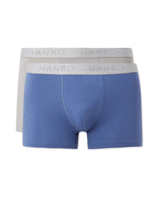 Hanro Blue Essentials Two-pack Stretch-cotton Boxer Briefs for men