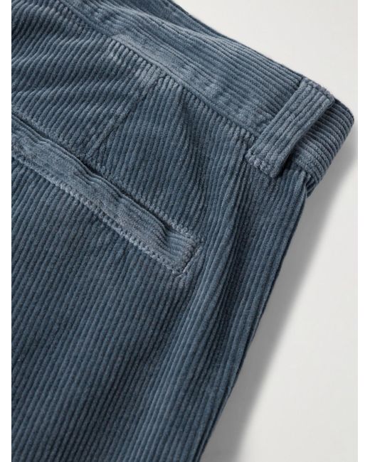Federico Curradi Gerade geschnittene Hose aus Cord aus einer Baumwollmischung mit Falten in Blue für Herren