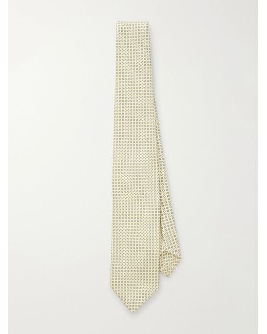 Drake's White 8cm Mini Circles Printed Silk Tie for men