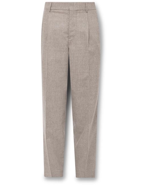 Umit Benan Gray Slim-fit Pleated Virgin Wool And Cashmere-blend Suit Trousers for men